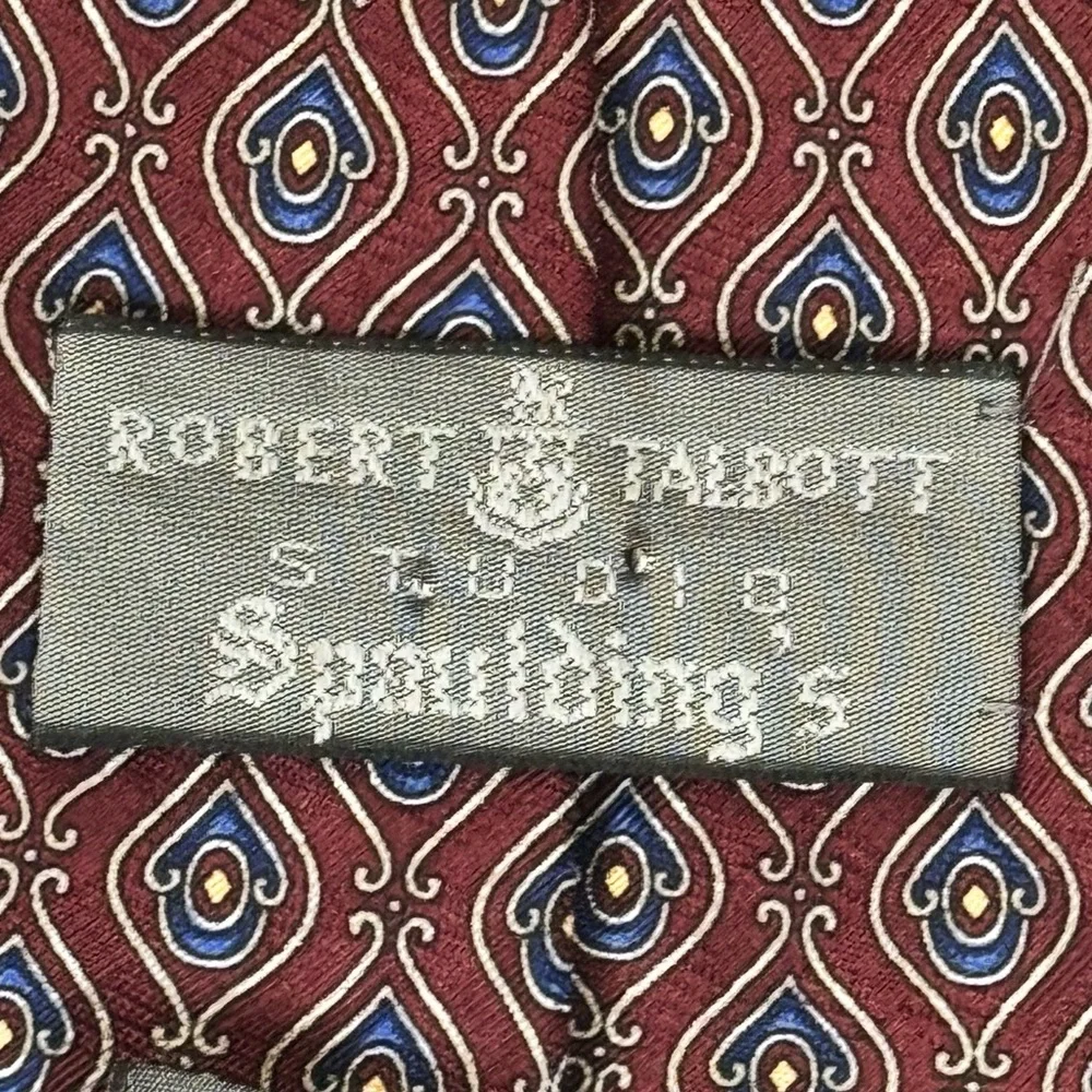 Robert Talbott Studio Men’s Necktie Burgundy & Blue All Silk Tie Handmade in USA